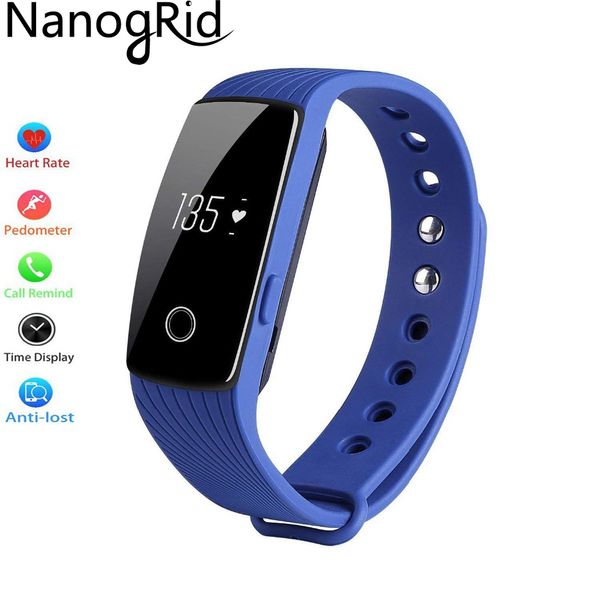 

smart wristband heart rate monitor ip67 oled sport fitness bracelet tracker smart bluetooth band for android ios, Slivery;brown