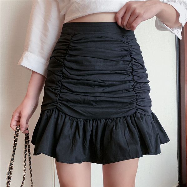 

vintage high waist mini skirts women ruffles pleated skirts mujer plus size white black purple jupe femme