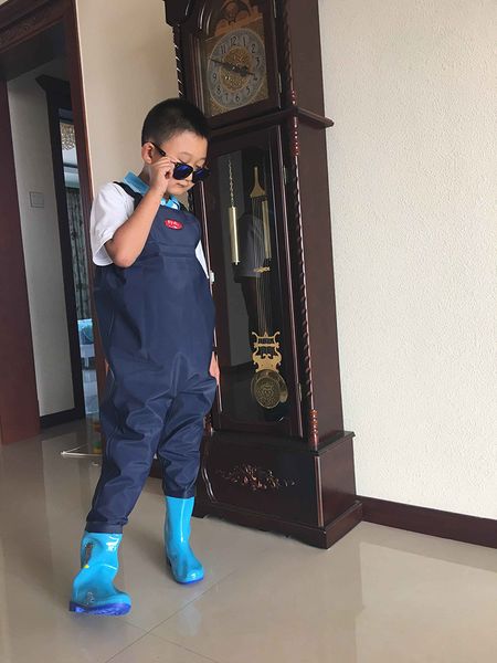 

girl boy children fishing leather fork siamese suspender pants rain boot kids angling waterproof wader waist trousers water shoe