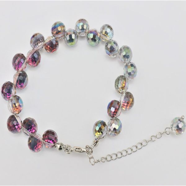 

colorful crystal beaded bracelet female / girl round bead bangles blue purple grape crystal charm bracelet jewelry gifts, Golden;silver