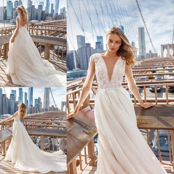 

eva lendel последние свадебные платья v шеи с длинным рукавом кружева аппликации старинные богемной свадебные платья sexy backless a-line св, White