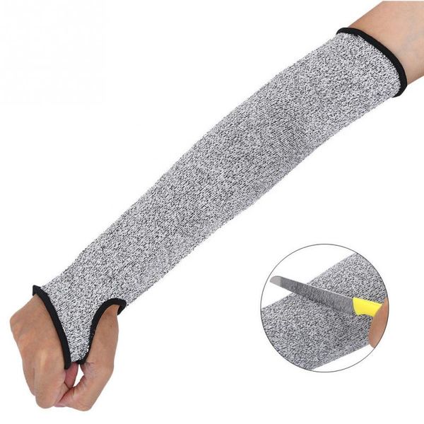 

1 pair level 5 cut resistant arm guard protective gear workplace safety protection anti-cutting sleeve, Black;gray