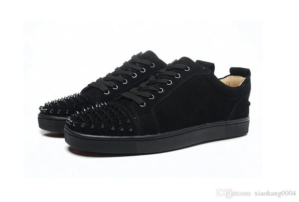 

new men women designer black spiked toe sneakers,famous brand red bottom designer mens luxury genuine leather flats sports shoes n189604