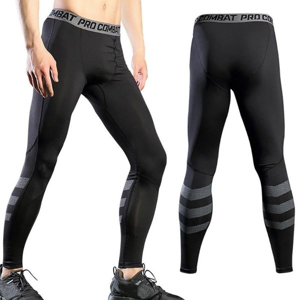 

stylish men sport tight pant running fitness breathable fast-drying trousers elasticity legging jogging football basketball pant, Black;blue