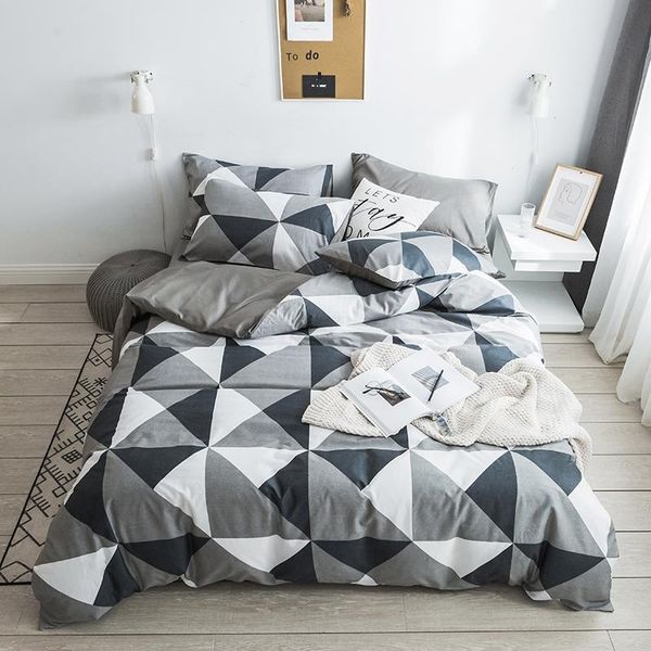 

42 100% cotton twin  king size bed linen soft bedding geometric duvet cover pillowcases bedspreads/fitted sheet 4pcs sets