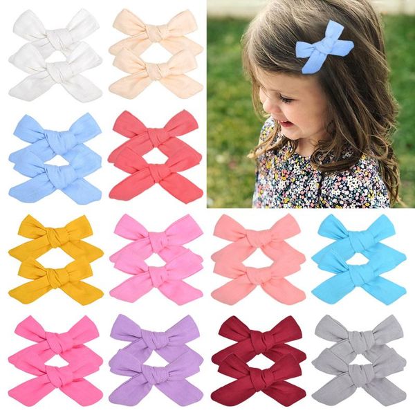 

24pc/lot baby girls solid bows with clips,print flower bohemian style bow bb hair clips children kids cotton hairpins headwear, Slivery;white
