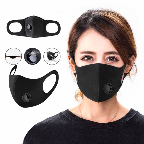 

дизайнер хлопок черный клапан маска рот маски для лица анти pm2. 5 пыли маска моющиеся многоразовые рот крышка pm2. 5 фильтр