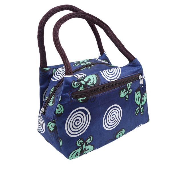 

lunch bags for women thermal tote waterproof oxford girls kids flower print insulated lunch box picnic cooler, Blue;pink