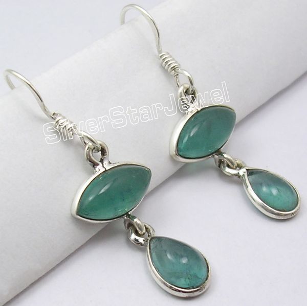 

chanti international silver genuine apatite 2 stone lovely dangle earrings 3.8 cm new