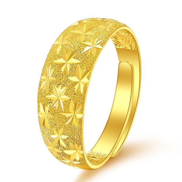 

aprilgrass марка дизайнерская pure 24k желтое золото кольцо 999 золото женщины песчаник полный star ring женщины простые кольца, Silver