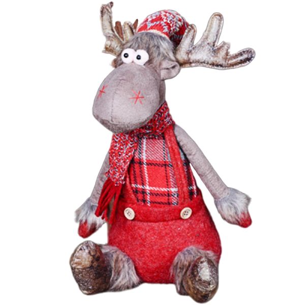 

phfu-christmas decorations for home red elk dolls wedding new year decor lovely figures sitting toys kids christmas gift