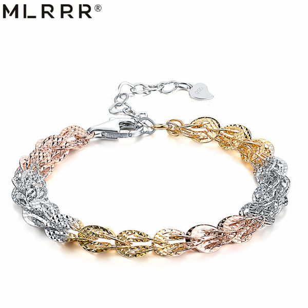 

mlrrr sterling 925 silver jewelry rose gold/multi-color chains bracelets, Black