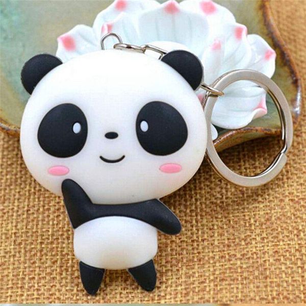 

lnrrabc горячие моды симпатичные panda брелок силиконовый сумка кулон каваи мультфильм брелок ювелирные изделия подарок, Silver