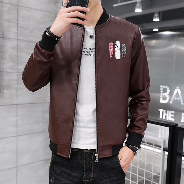 

motorcycle jacket men chaqueta hombre leather jacket men fashion jaqueta de couro slim fit chaqueta cuero hombre leren jas heren, Black