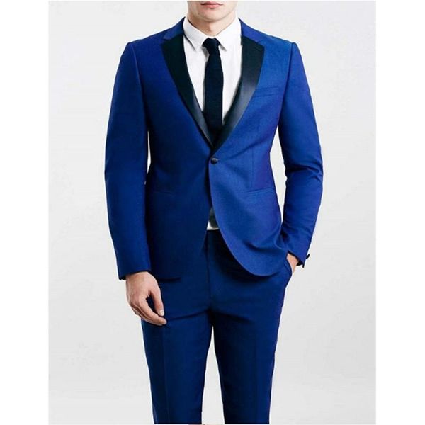 

выполненные на заказ женихи вырез черный лацкан жених смокинги королевский синий мужские костюмы свадебный шафер (куртка+брюки, White;black