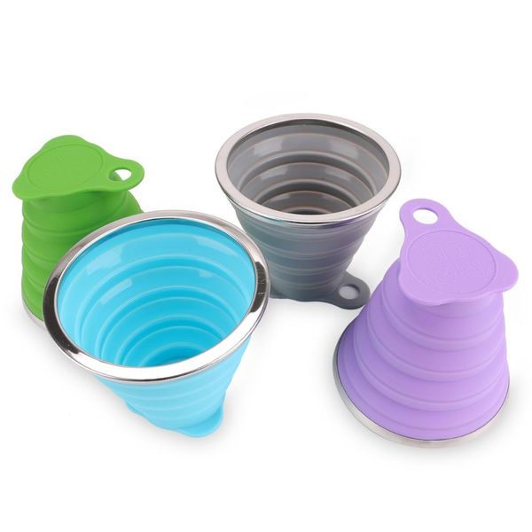

270ml new fashion travel silicone retractable folding cup outdoor telescopic collapsible cups