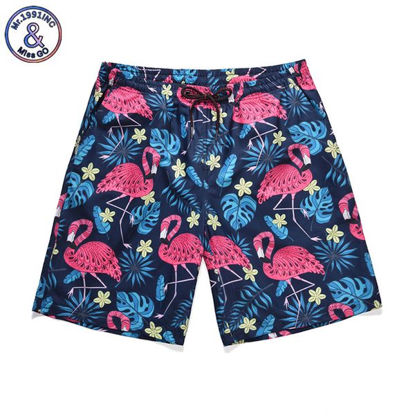 

mr.1991inc quick dry men beach shorts summer fashion boardshorts homme 3d print flamingo casual surf board shorts male, White;black