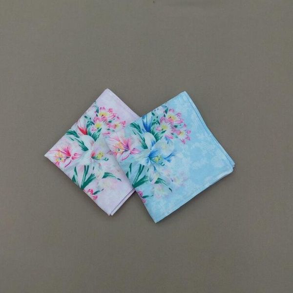 

12pcs 43 * 43cm 60s japanese and korean handkerchief cotton printed ladies handkerchief small square, White