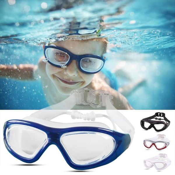 

swimming goggles large frame transparent antifog waterproof uv protection swimming goggles for men women youth children