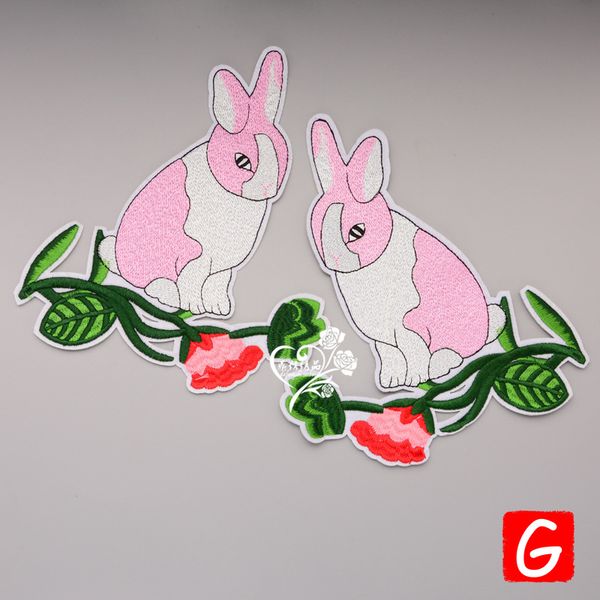 

gugutree embroidery big rabbit patch animal patches badges applique patches for clothing dx-128, Black
