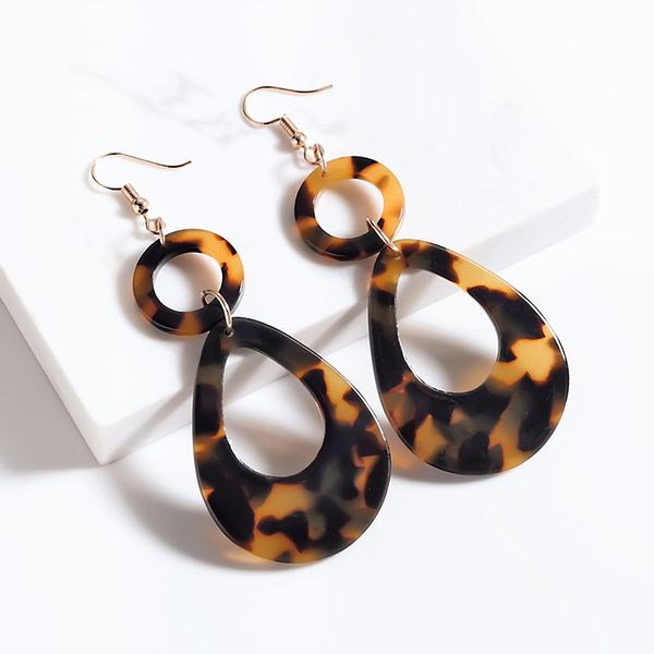 

new drop earrings retro leopard earrings tortoiseshell acrylic geometric exaggerated jewelry fashion office accessories, Silver