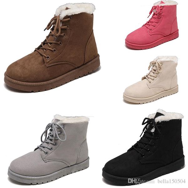 

good quaility snow boots winter leather women australia classic lace-up ankle boots black grey brown beige fuchsia womens girls shoes