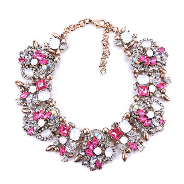 

fashion crystal necklace clothing chain exaggerated luxury dinner accessories fine necklace, Silver