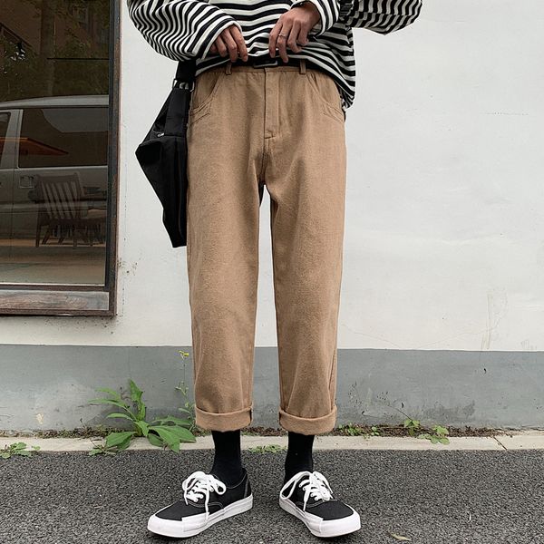 

spring summer new men's slimtrousers tactical pants cotton trousers sweatpants england gentleman casual fashion retro style, Black
