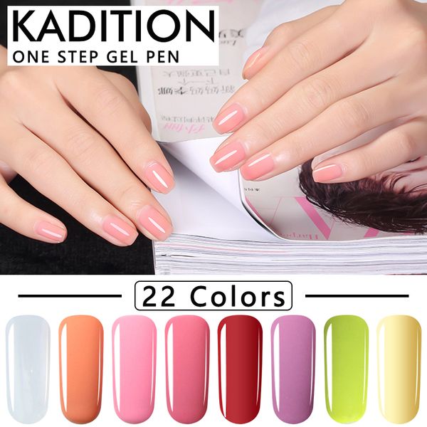 

nail art lacquer one step 3 in 1 nail pen gel varnish polish natural gel no need base coat polish paint, Red;pink