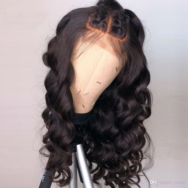 Lace Front Human Wigs Unprocessed Human Hair Full Lace Wig Layered Haircut Style Brazilian Hair Wavy Black Wig 130 Density With Baby H Wigs Hair