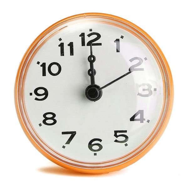 

2.75 inch waterproof kitchen bathroom bath shower mirror clock suction sucker wall color:orange