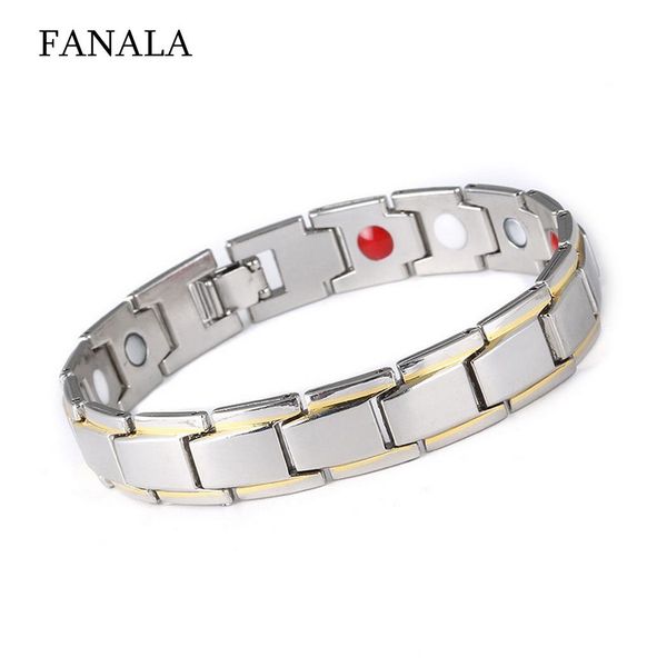 

модные мужские титановые стальные браслеты для магнитотерапии everyday beauty bangle один размер подходит для большинства браслетов, Golden;silver