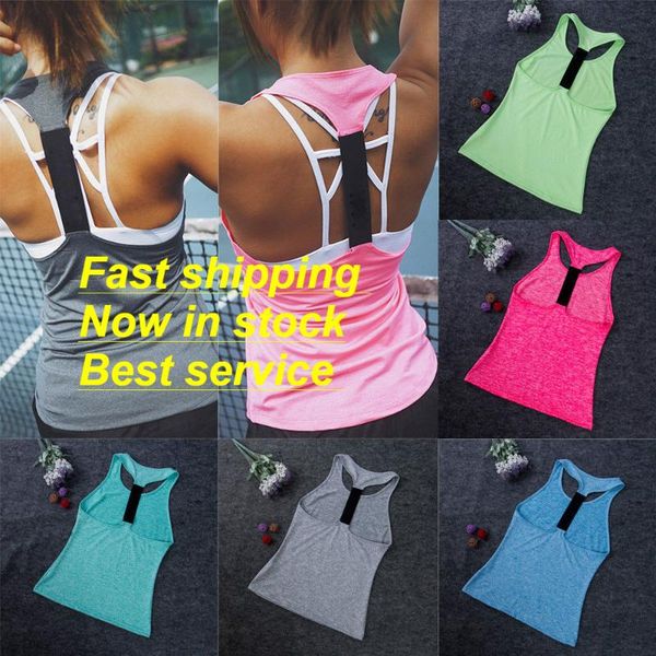 

yoga outfits women's workout tank t-shirts fitness vest sports training singlet running athletic strappy sleeveless blouse, White;red