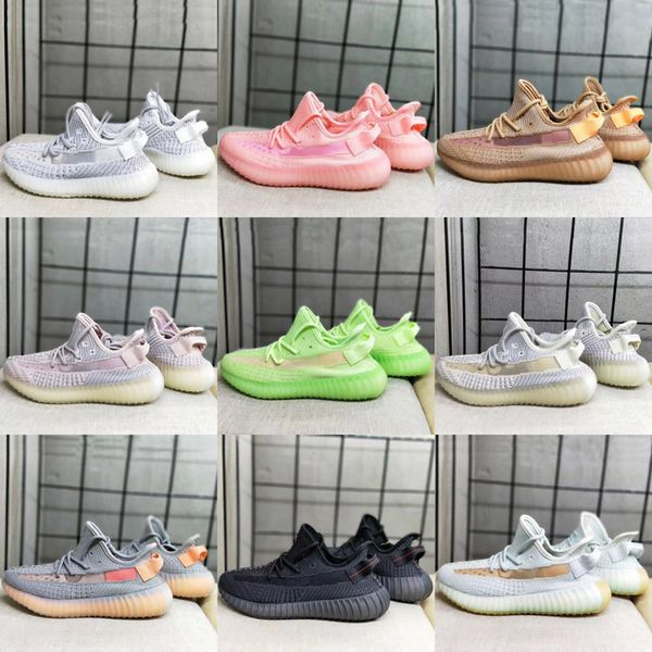 

new kids shoes clay v2 running shoes kanye west synth lundmark hyperspace true form trainer sneakers glow gid children athletic shoes, Black
