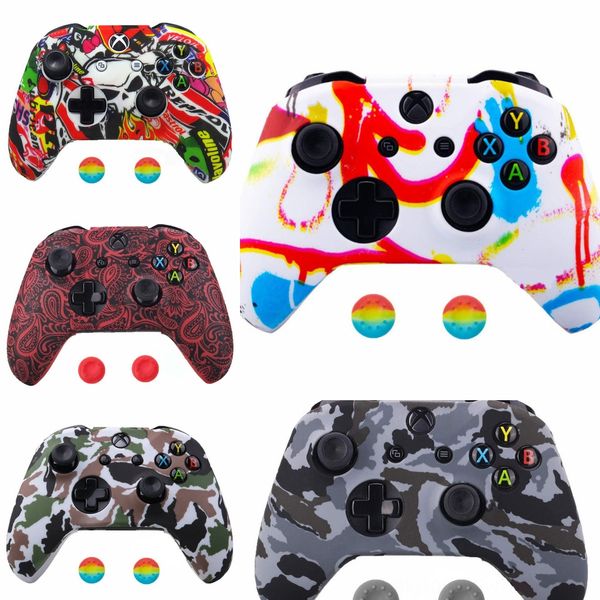 

sml72 for xbox one s x controller case printing silicone cases comfortable gamepad rubber soft skin joystick cover & 2 analog capsdhl