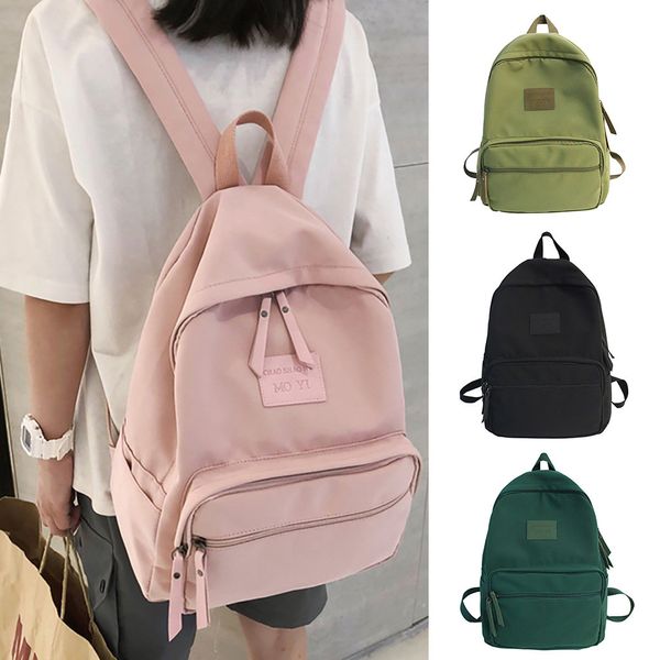 

2019 new bagpack fashion women nylon solid color capacity student backpack travel couple bag dropshipping mochila plecak