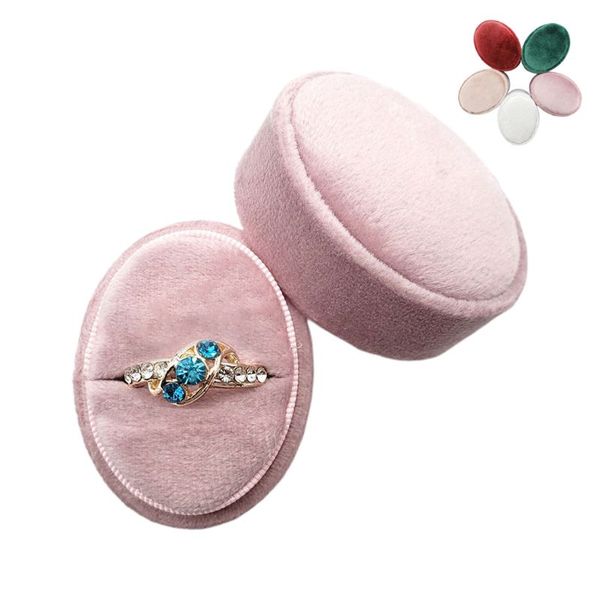 

овальный velvet кольцо предъявителя дело jewelry box vintage single обручальные кольца дисплея держатель съемные крышки для валентина подаро, Pink;blue