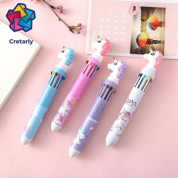 

1pcs unicorn ballpoint pen 10 color multi-function novelty pens 0.5mm creative marker pen, Blue;orange