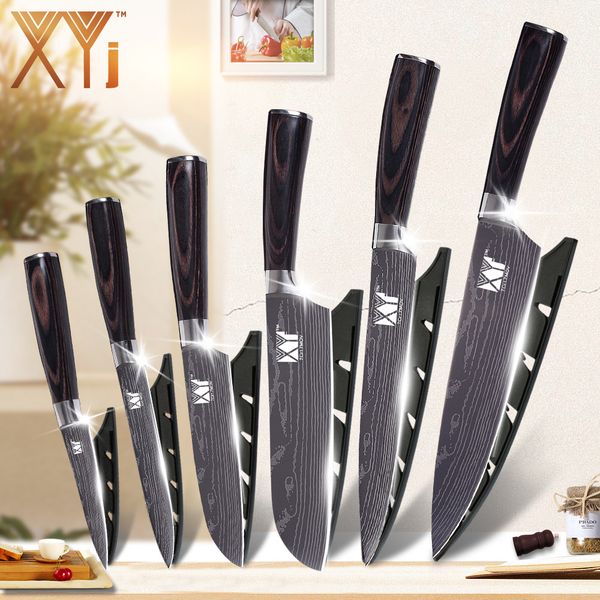 Xyj Kitchen Knives 7cr17 Stainless Steel Fruit Utility Santoku
