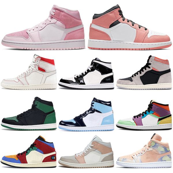 

og mens basketball shoes 1 1s digital pink turbo green unc to chicago fearless tie dye banned mid milan sports sneakers 36-45