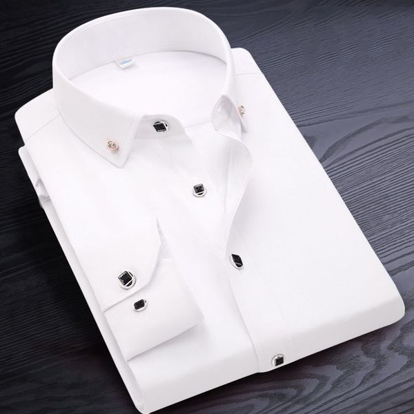 

men's shirts cotton twill smart casual long sleeve white solid shirt slim male social business formal shirt brand soft cozy, White;black