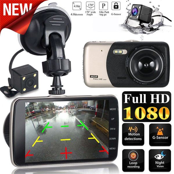 

car rear view camera 4 inch lcd ips dual lens car dash cam fhd 1080p dashboard camera 170 degree driving dvr camara automovil