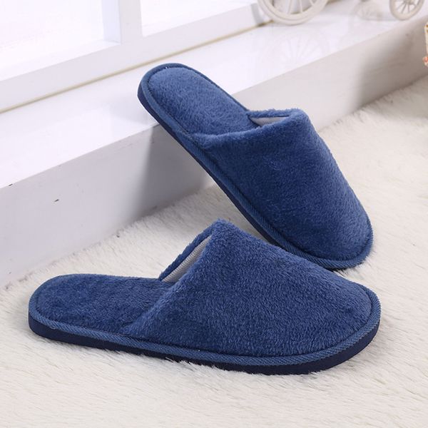 

men slippers flip flop falt shoes winter warm home plush soft slippers indoorsanti-slip winter floor bedroom shoes flip flops, Black
