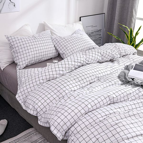 2 Geometry White Color Small Check Printing Bedding Set1 Duvet