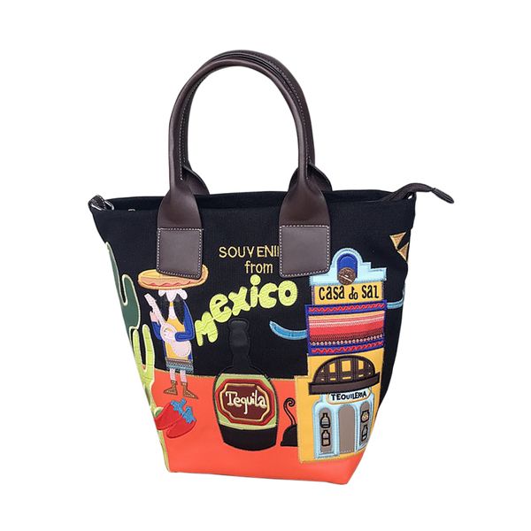 

creative embroidery bag stitching contrast color embroidery korean handbag 2020 new canvas bag shoulder diagonal large