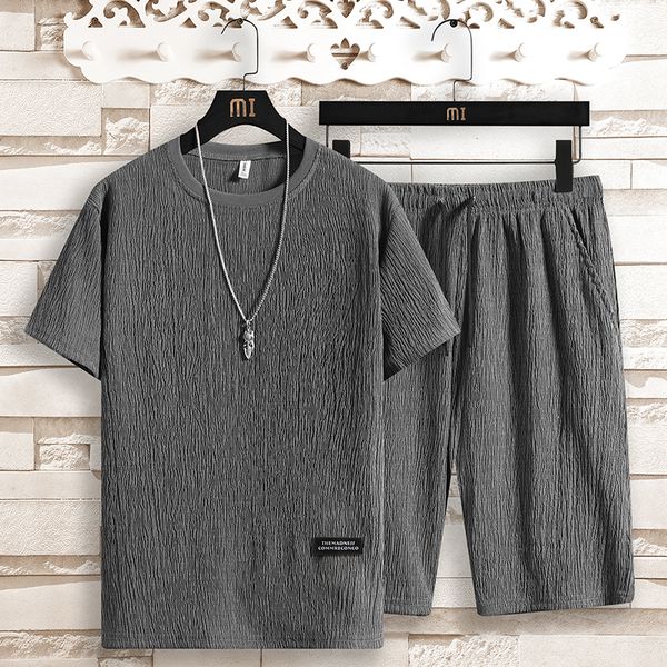 

набор лета mens casual спортивный костюм шорты из двух частей с короткими рукавами футболки брюки summer ice шелковый ультратонкий, Black
