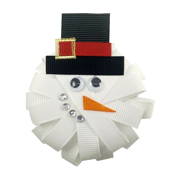 

3 дюймов рождество grosgrain ленты луки рождественские украшения серии луки для волос снежинка аксессуары для волос снеговик, Slivery;white