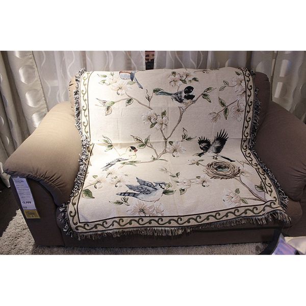 Soft Leaves Blanket Flowers Tapestry Birds Throw Blanket Decor