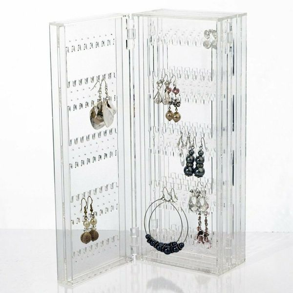 

144 hole screen jewelry display stand stud earring holder storage organiser box, Black
