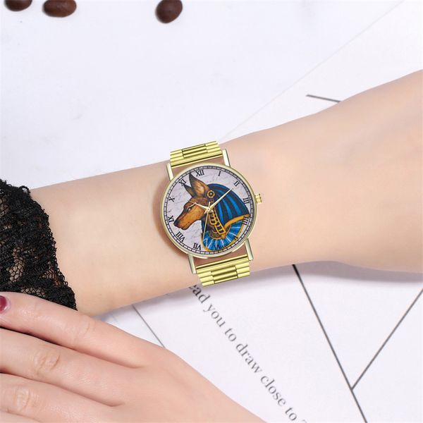

luxury watch women rose gold vintage ladies round steel belt watch quartz temperament watchorologio da donnadames horloge #10, Slivery;brown